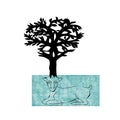 Stylized decorative image deer with horns of trees