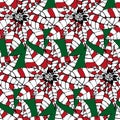 Stylized decorative pointsettia christmas seamless pattern