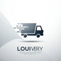 Stylized delivery truck logo with a simplified design, emphasizing speed through Royalty Free Stock Photo
