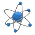 A stylized depiction of an atom with a central nucleus and orbiting electrons Royalty Free Stock Photo