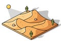 Stylized depiction of a desert landscape on a square platform. Royalty Free Stock Photo