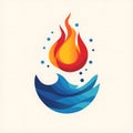 Stylized design depicting a contrast between fire and water. The upper section Royalty Free Stock Photo