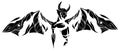 Stylized devil tattoo in white and black isolated