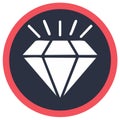 Stylized Diamond Gemstone Icon with Radiant Sparkles and Circular Frame Royalty Free Stock Photo