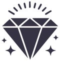Stylized Diamond Illustration Shining with Stars and Light Rays Royalty Free Stock Photo