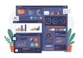 Stylized digital dashboard interface displaying various data visualizations, including Royalty Free Stock Photo