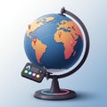 A stylized digital globe is displayed with a modern interface. The Royalty Free Stock Photo