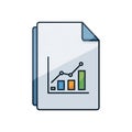 A stylized, digital illustration of a document with a graphical chart. The paper icon ha Royalty Free Stock Photo