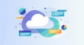 Cloud Computing Illustration with Data Integration Elements Royalty Free Stock Photo