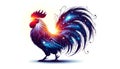 A stylized, digital illustration of a rooster features a Royalty Free Stock Photo