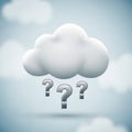 A stylized digital illustration shows a fluffy white cloud against a light blue background Royalty Free Stock Photo