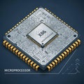 Is square with a metallic surface featuring intricate circuits and Royalty Free Stock Photo