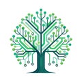 Stylized digital tree illustration with circuit board design against a clean white backdrop Royalty Free Stock Photo