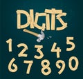 Stylized digits from wooden boards
