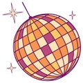 Disco ball with starbursts in warm colors party celebration Royalty Free Stock Photo