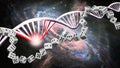 Stylized DNA on the background of the starry sky. Elements of this image furnished by NASA. 3d-image Royalty Free Stock Photo