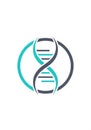 A stylized DNA helix intertwines with two circular lines. The helix Royalty Free Stock Photo