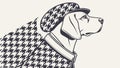 Stylized Dog in Houndstooth Cap, Fashionable Pet Design, vector design Generative AI Royalty Free Stock Photo