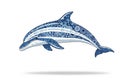 Stylized dolphin art illustration featuring intricate patterns and designs in shades of Royalty Free Stock Photo