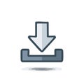 Stylized download arrow icon depicts data transfer and loading process in a graphic illustration Royalty Free Stock Photo