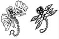 Stylized dragonflies - unique drawings and sketches