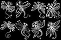 Stylized dragonflies - unique drawings and sketches