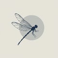 Stylized dragonfly silhouette in dark blue Royalty Free Stock Photo