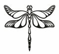 Stylized dragonfly. Vector. Black and white image. Dragonfly. Insect. Suitable for posters, stickers and postcards.