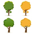 Stylized drawing of green and yellow wood. Oak and olive. illustration