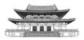 Drawing Of Japanese Style Buddhist Temple