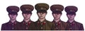 Illustration of north korean soldiers wearing uniform in color