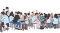 Illustration of people drinking and eating street food