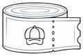 Stylized drawing of a ticket roll with a baseball cap icon Royalty Free Stock Photo