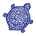 Stylized drawing of a turtle with an ornament. Royalty Free Stock Photo