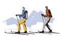 Alpine touring skiers. Royalty Free Stock Photo