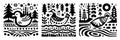 Stylized Duck Illustrations in Black and White Forest Scenes Royalty Free Stock Photo