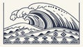 Stylized Dynamic Ocean Wave Pattern for Nautical Themes, vector design Generative AI Royalty Free Stock Photo