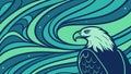 Stylized Eagle Head with Dynamic Water Swirls Nature Art Vector, vector design Generative AI Royalty Free Stock Photo
