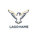 Stylized eagle logo featuring bold, angular lines in a dark color with gold accents Royalty Free Stock Photo