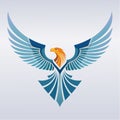 Stylized Eagle Logo with Spreading Wings Royalty Free Stock Photo