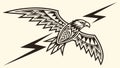 Stylized Eagle Silhouette with Lightning, vector design Generative AI Royalty Free Stock Photo