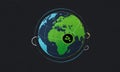stylized the Earth, with green and blue color scheme, features black and white map the world and black and Royalty Free Stock Photo