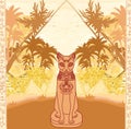 Stylized Egyptian cat , abstract grunge card