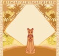Stylized Egyptian cat , abstract grunge card