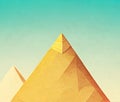 Stylized Egyptian pyramid. Egyptian pyramid flat illustration. Ancient Egyptian pyramid under blue sky. Digital