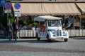 Stylized electric car for city sightseeing tours in the old city of Tbilisi