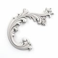 Ornate Ivory Corner Design Element On White Background