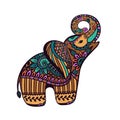 Stylized Elephant with abstract colorful background, Indian mamm