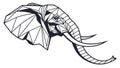 Stylized Elephant Head Profile in Geometric Line Art, vector design Generative AI Royalty Free Stock Photo