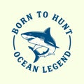 Great white shark emblem with born to hunt ocean legend text in a circle form bundle design Royalty Free Stock Photo